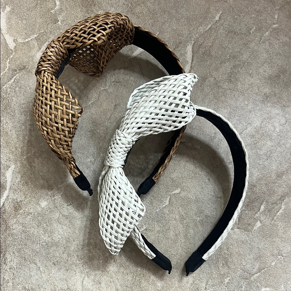 Woven Brown and Cream Headband Set